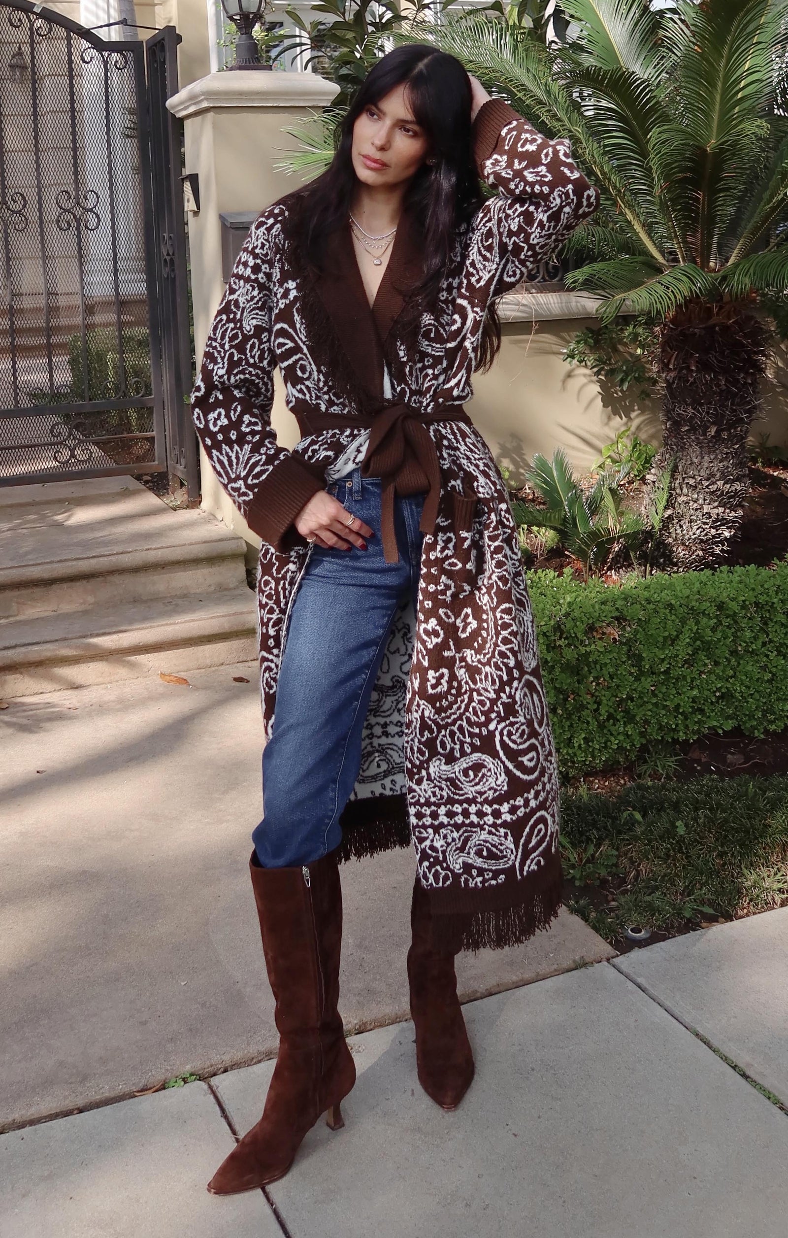 Maisie Cardigan ~ Brown Bandana Knit