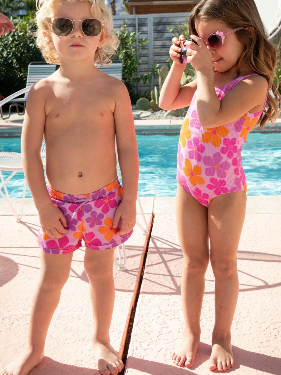 Little Beach Bum Trunks ~ Pink Daisy