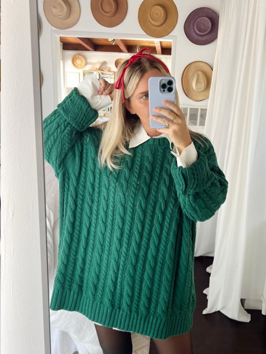 Day to Day Tunic Sweater ~ Emerald Cable Knit
