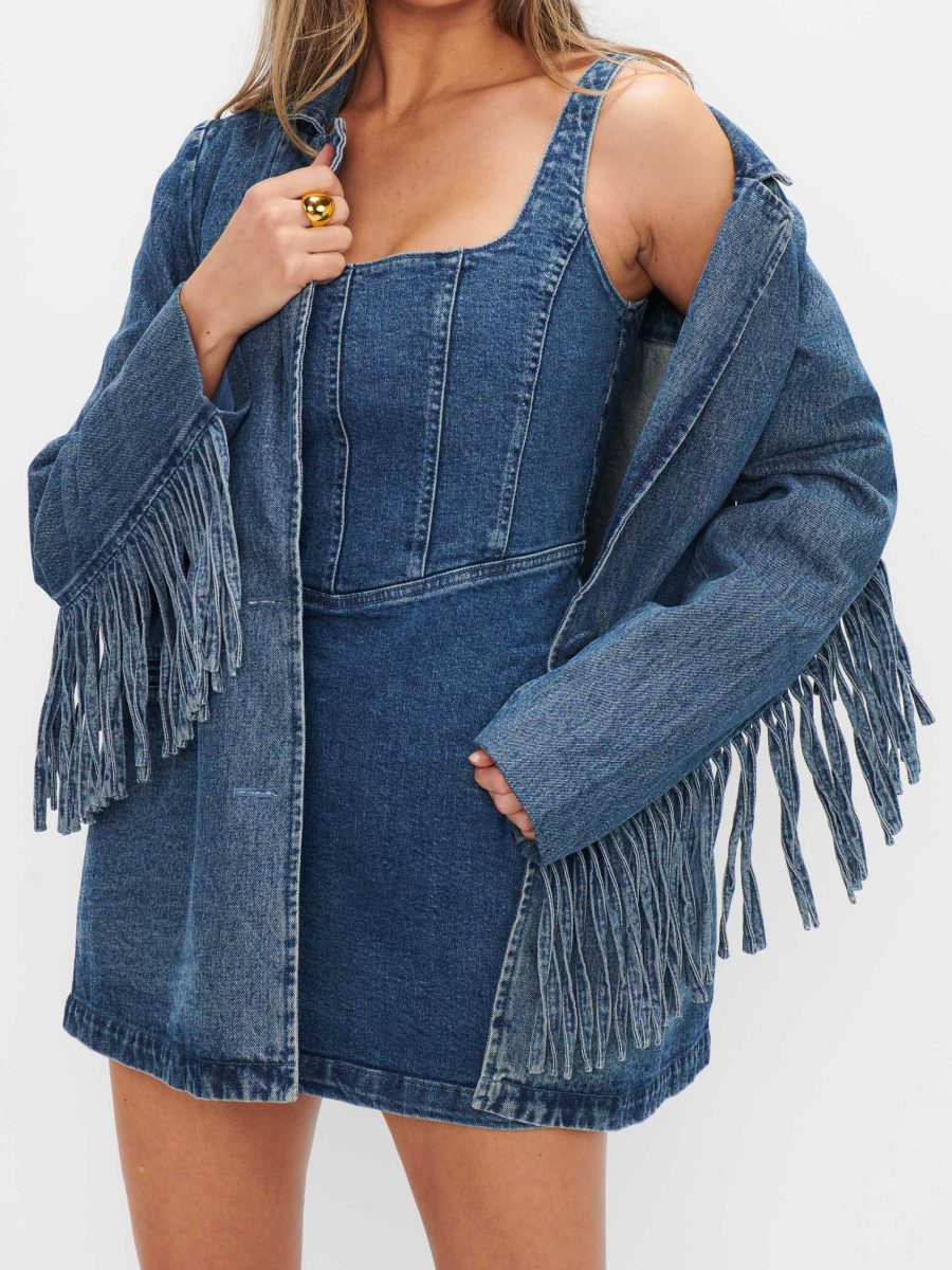 Corset Mini Dress ~ Blue Indigo