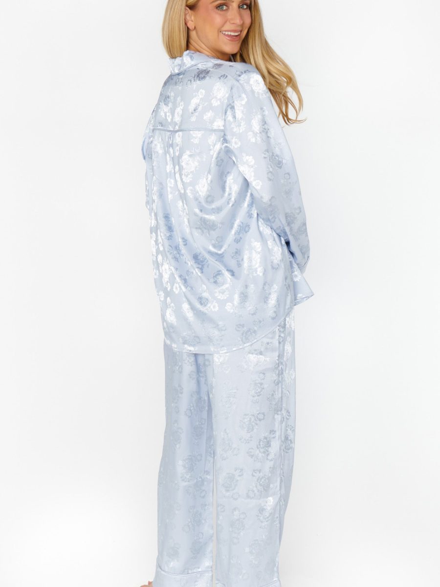 Classic Cropped PJ Set ~ Blue Floral Silky