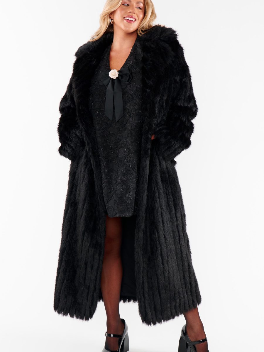 Plaza Coat ~ Black Faux Fur
