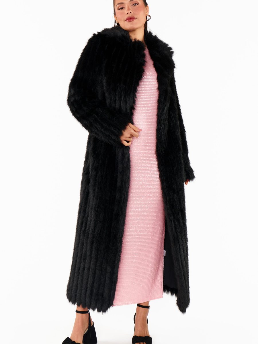 Plaza Coat ~ Black Faux Fur