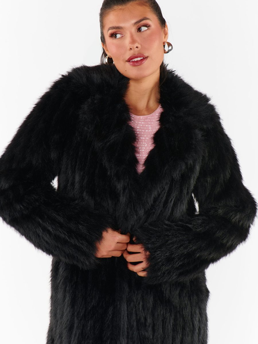 Plaza Coat ~ Black Faux Fur