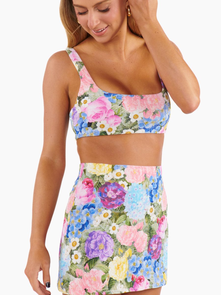 Mary Mini Skirt ~ Flower Shop Rib Scrunch
