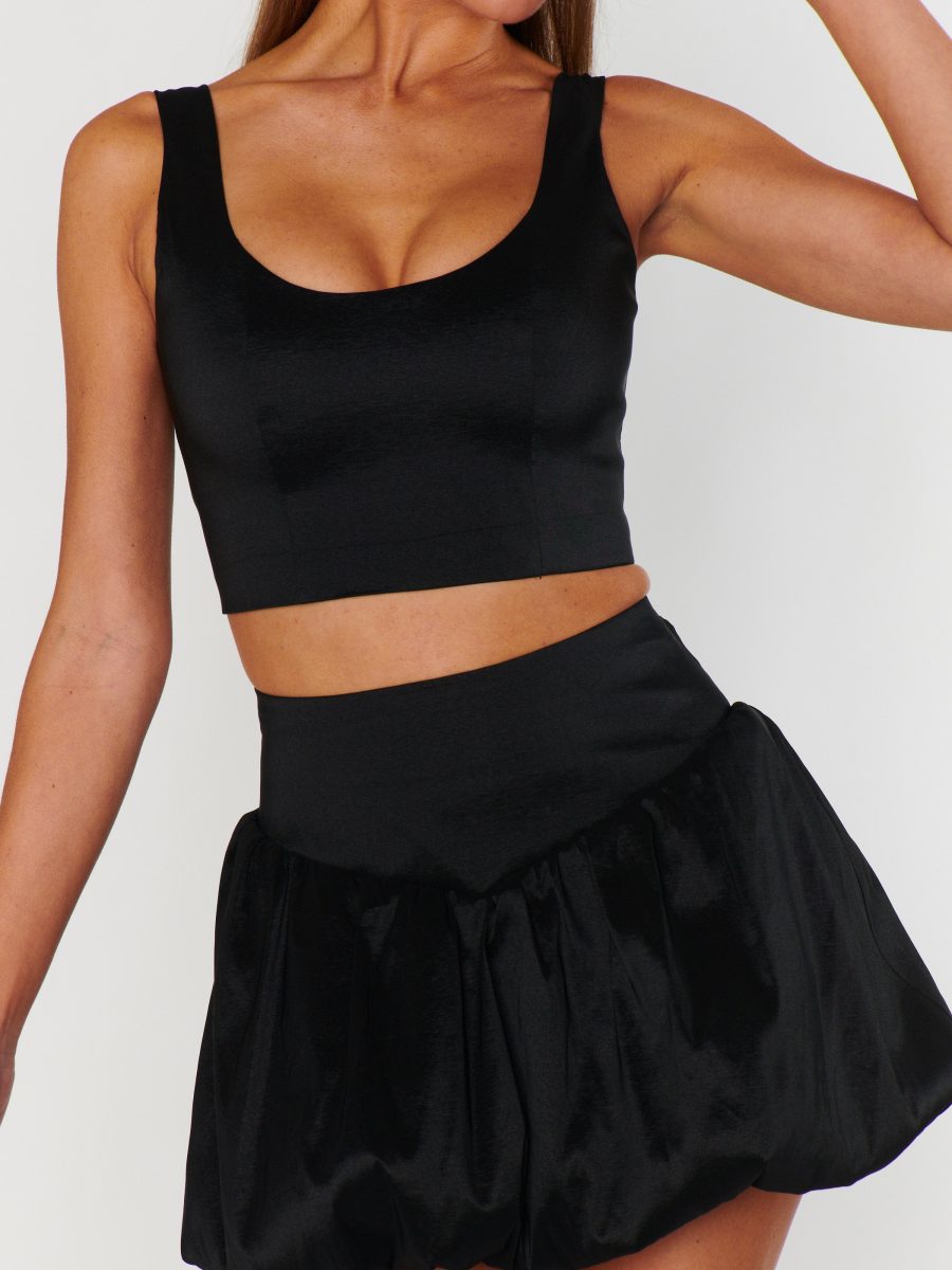 Vivianna Top ~ Black Taffeta