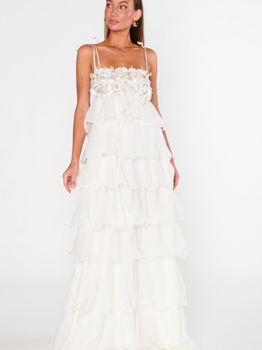 Gabriella Maxi Dress ~ White Enchanted Embellishment