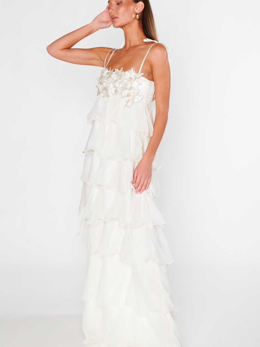 Gabriella Maxi Dress ~ White Enchanted Embellishment