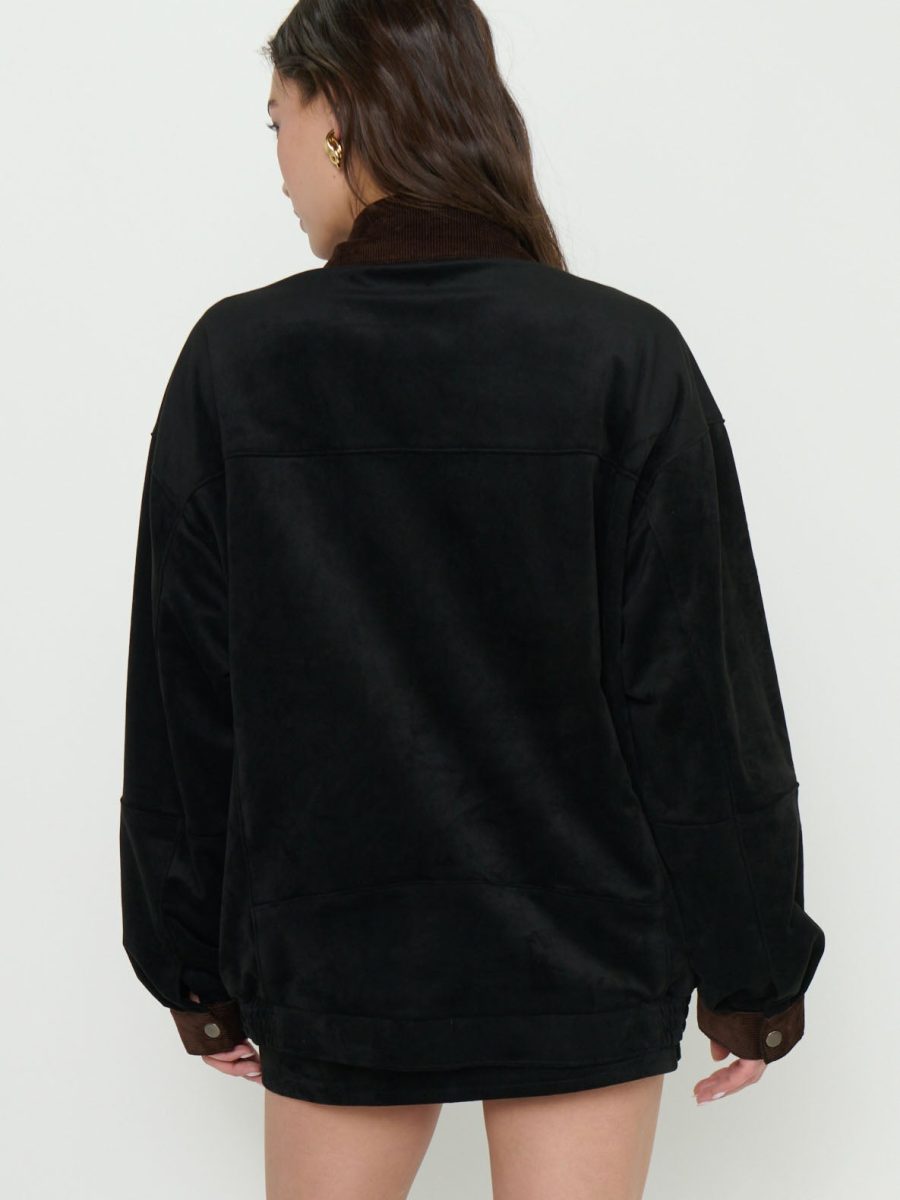 Maverick Bomber Jacket ~ Black Faux Suede