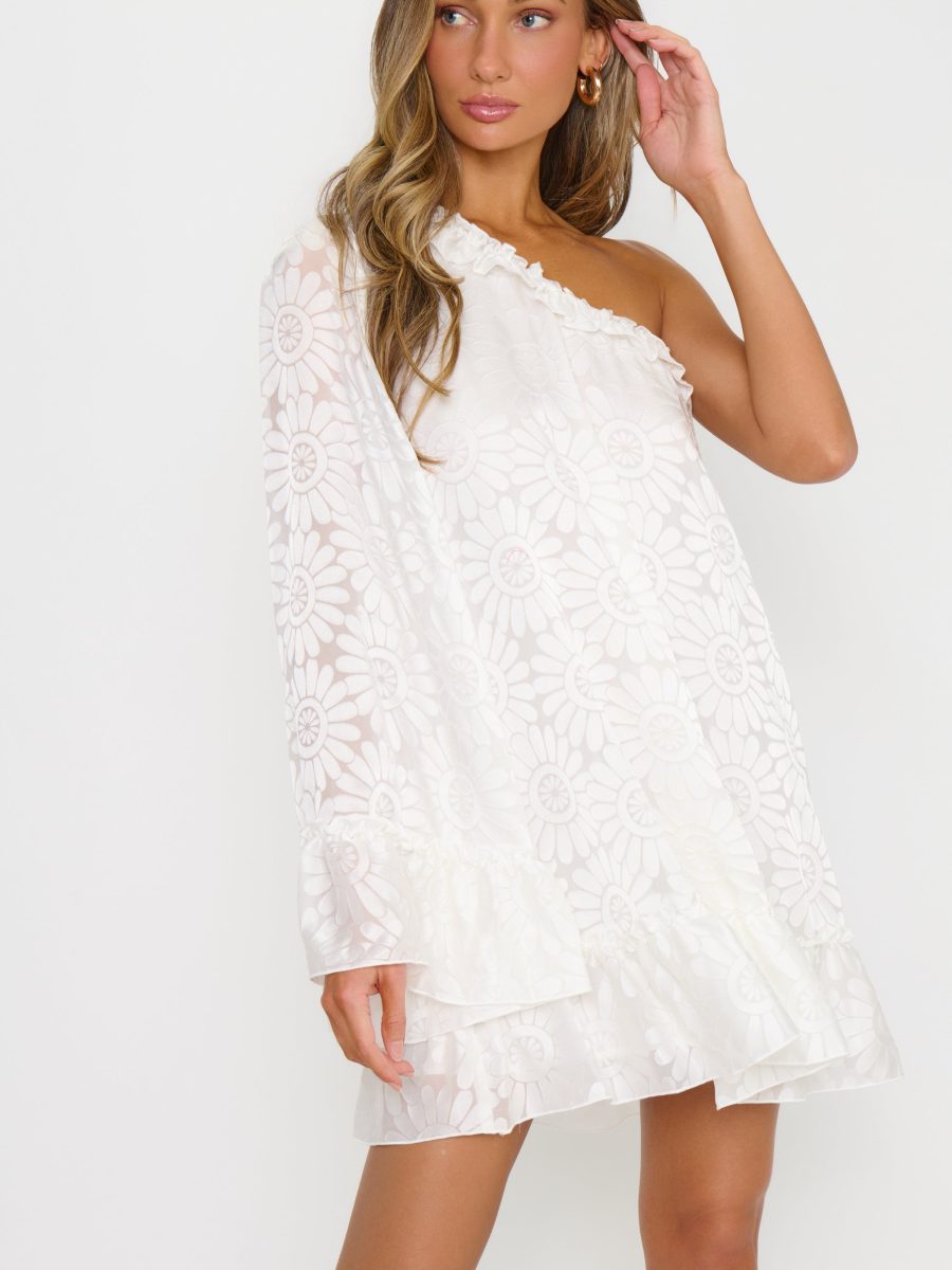 Wonder Mini Dress ~ White Daisy Burnout