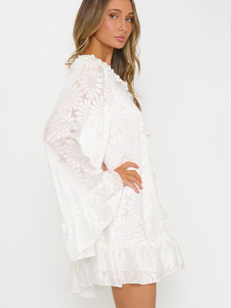 Wonder Mini Dress ~ White Daisy Burnout