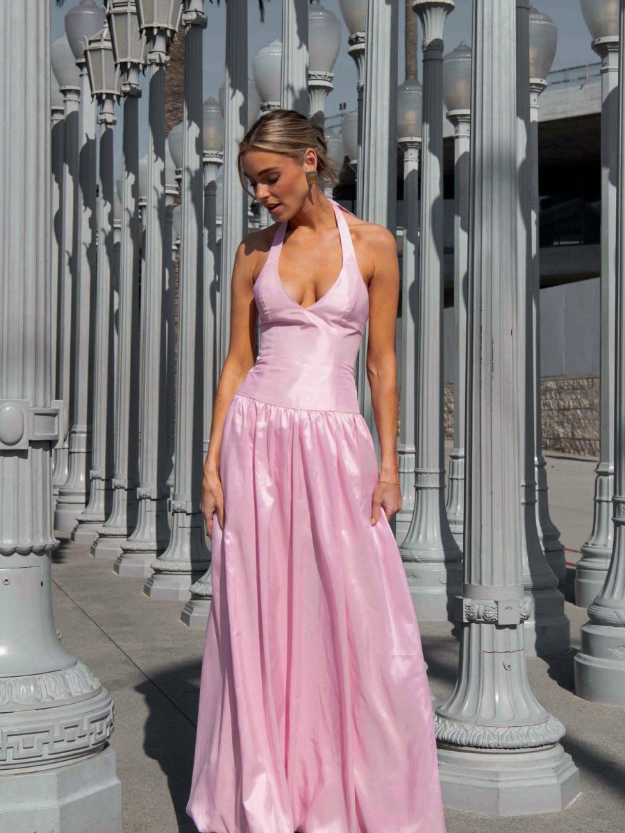 Eliza Maxi Dress ~ Light Pink Light Taffeta