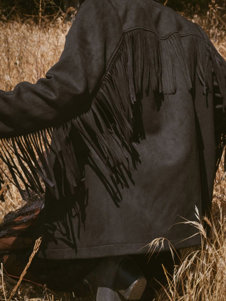 Sierra Fringe Jacket ~ Black Faux Suede