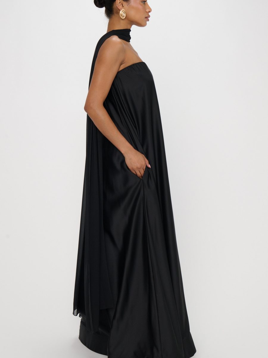 Tinsley Tube Dress ~ Black Luxe Satin