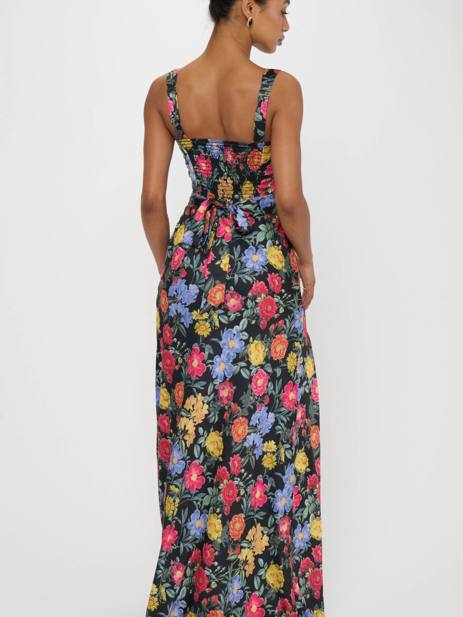Lana Maxi Dress ~ Charm Peony Black Luxe Satin