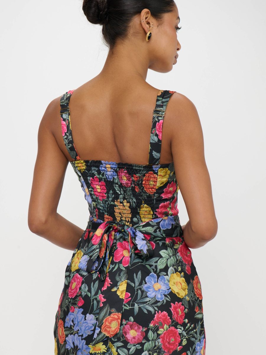 Lana Maxi Dress ~ Charm Peony Black Luxe Satin