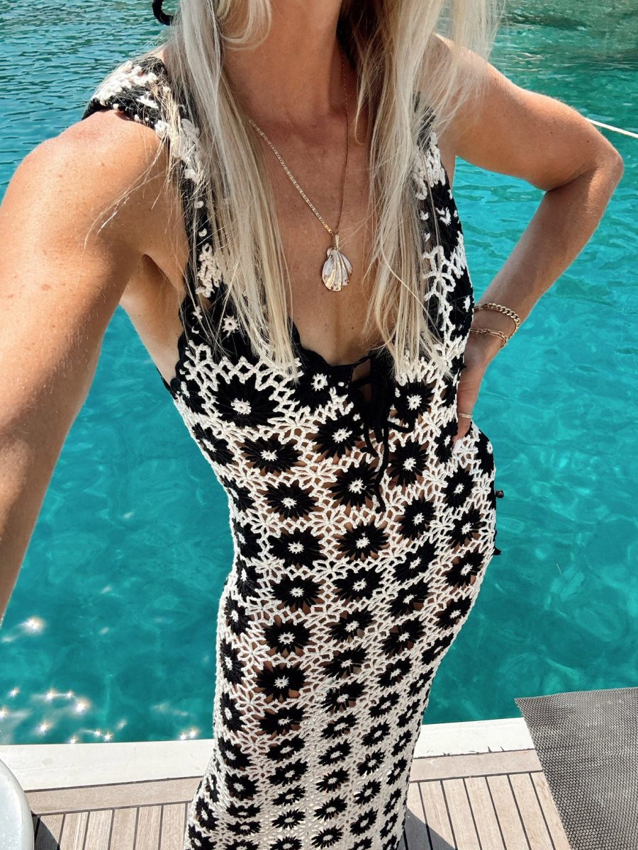 Vacay Tank Coverup ~ Checkers Floral Crochet