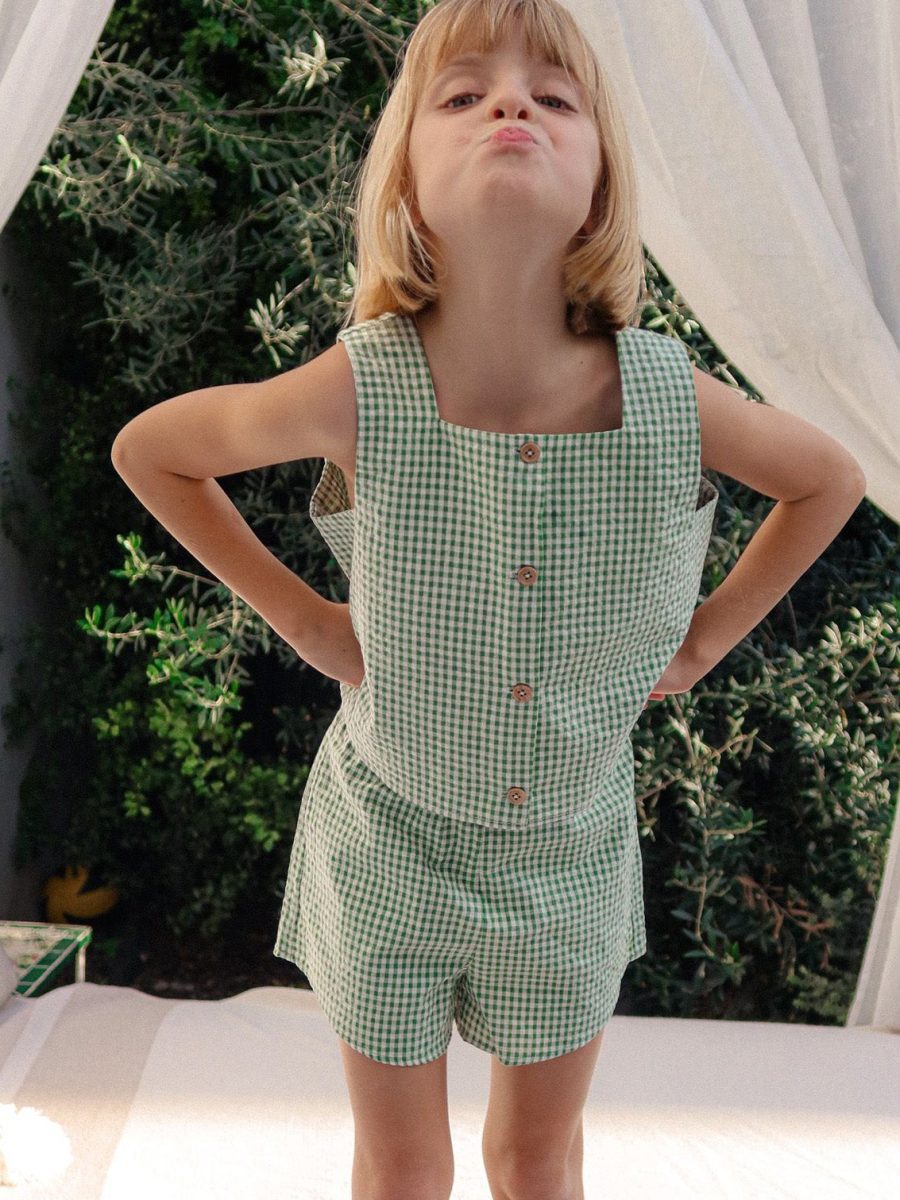 Little Maren Shorts ~ Field Green Gingham