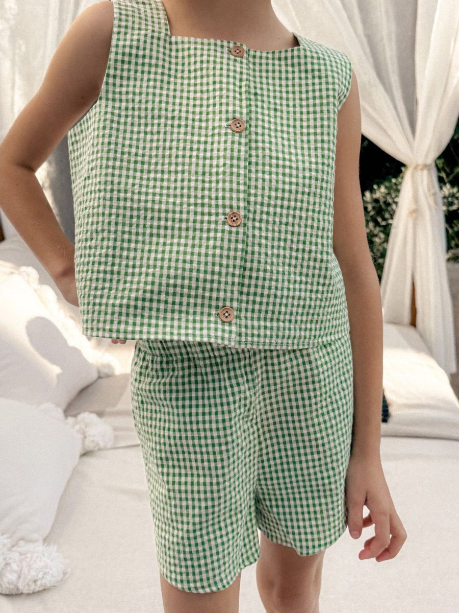 Little Maren Shorts ~ Field Green Gingham