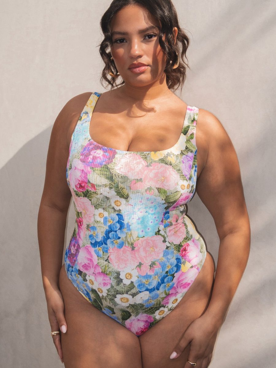 Miramar Beach One Piece ~ Flower Shop Rib Scrunch