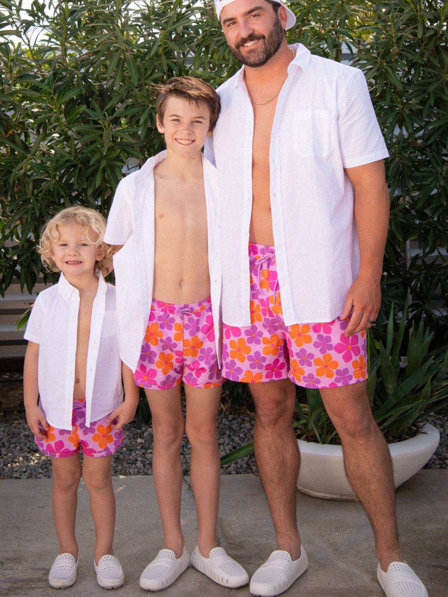 Little Beach Bum Trunks ~ Pink Daisy