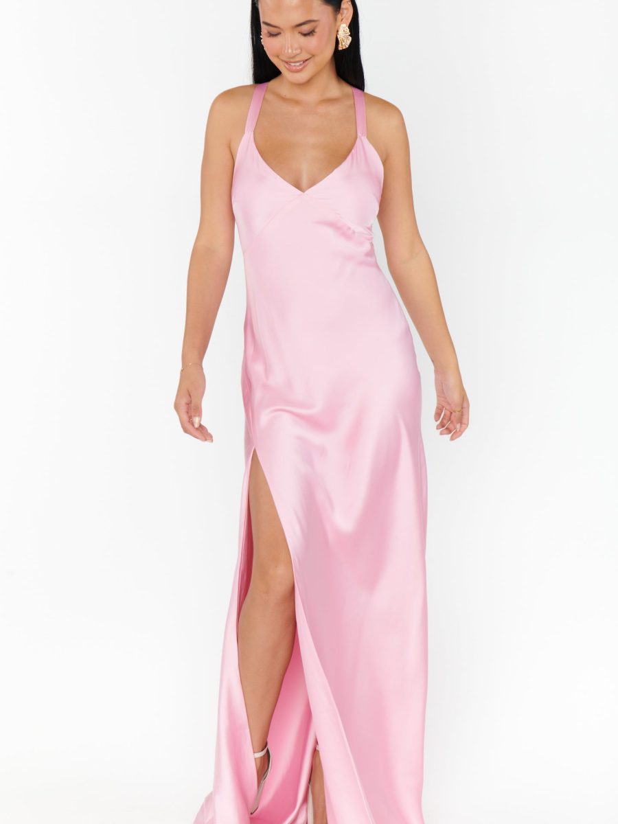 Anderson Maxi Dress ~ Light Pink Luxe Satin