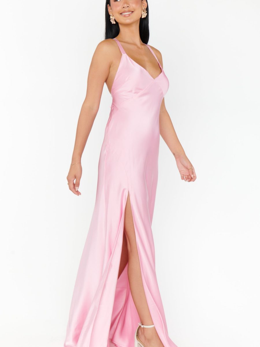 Anderson Maxi Dress ~ Light Pink Luxe Satin