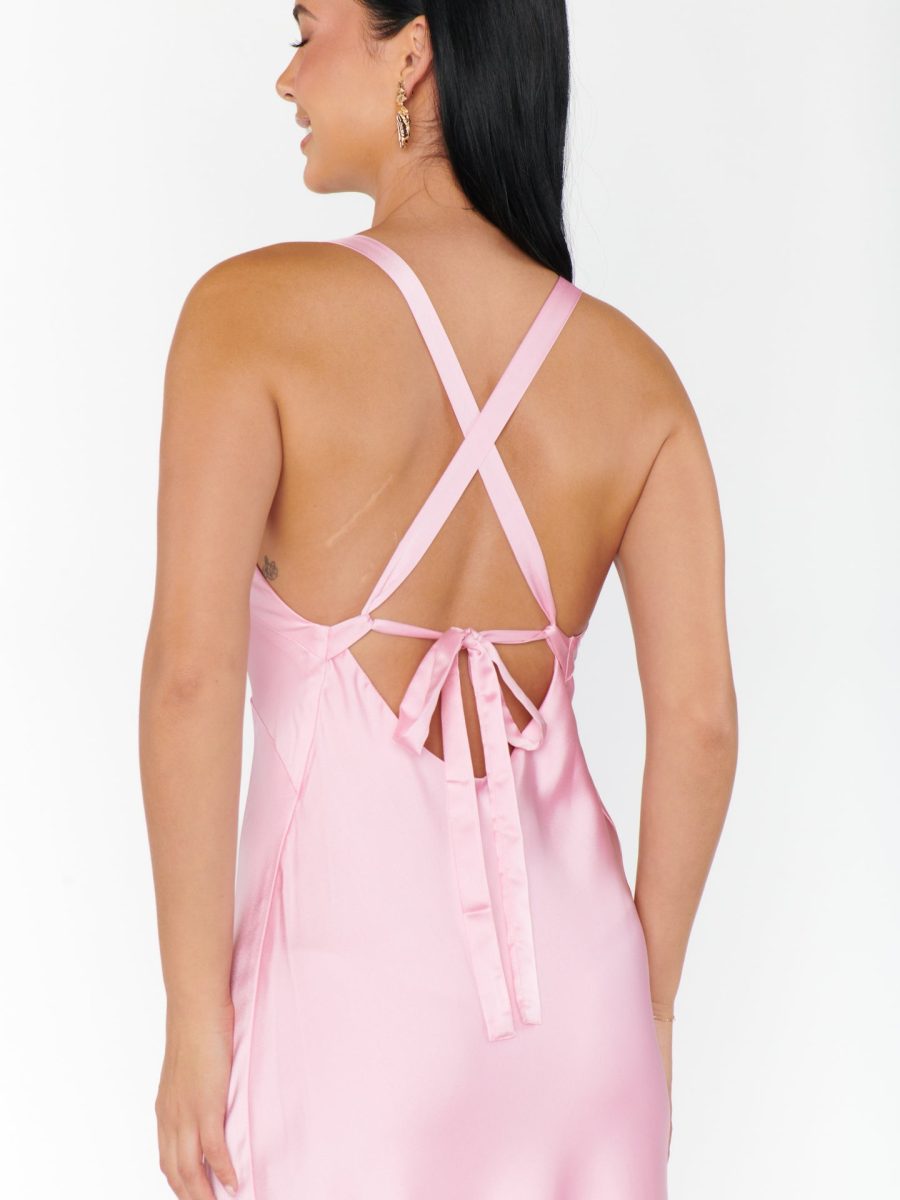 Anderson Maxi Dress ~ Light Pink Luxe Satin