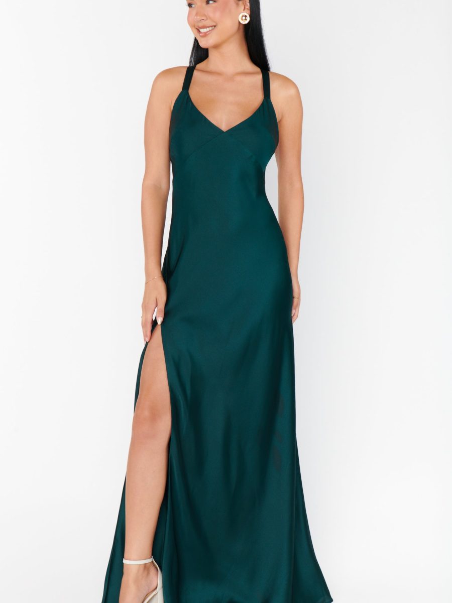Anderson Maxi Dress ~ Deep Emerald Luxe Satin