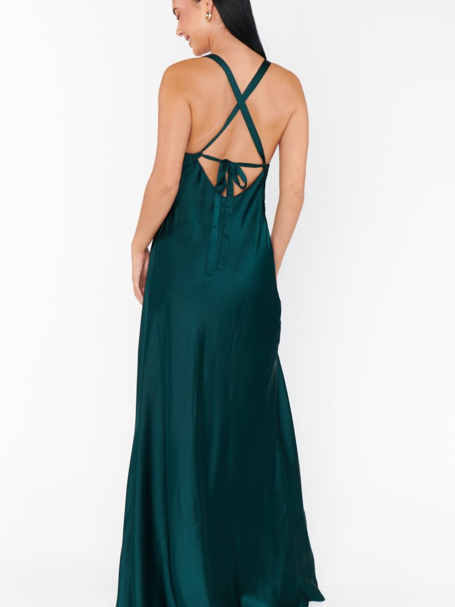 Anderson Maxi Dress ~ Deep Emerald Luxe Satin