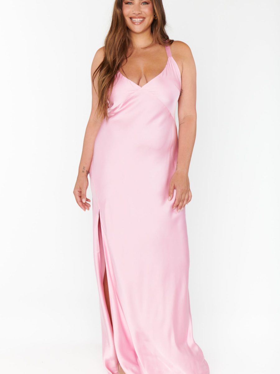 Anderson Maxi Dress ~ Light Pink Luxe Satin