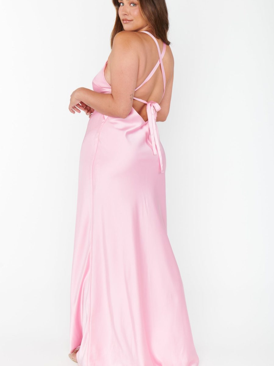 Anderson Maxi Dress ~ Light Pink Luxe Satin