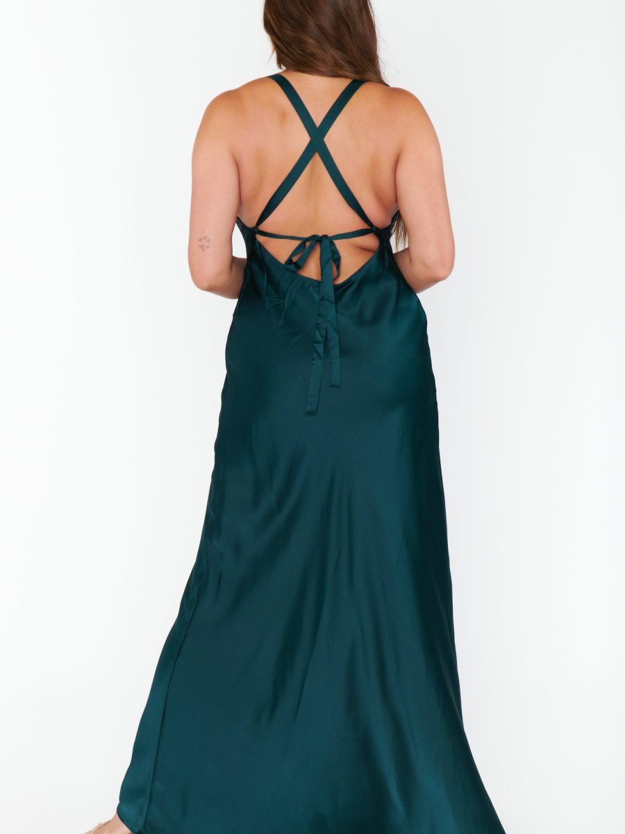 Anderson Maxi Dress ~ Deep Emerald Luxe Satin