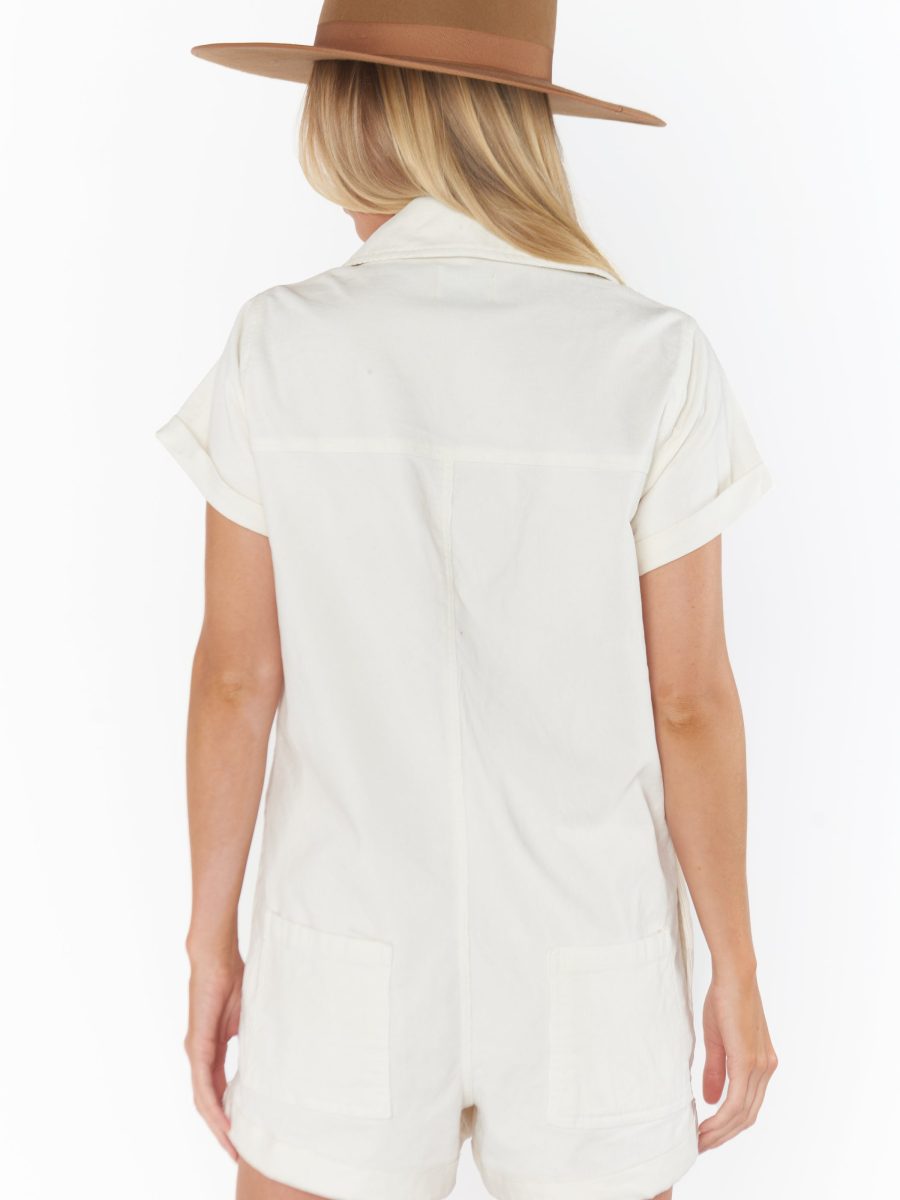 Range Zip Up Romper ~ Cream Corduroy