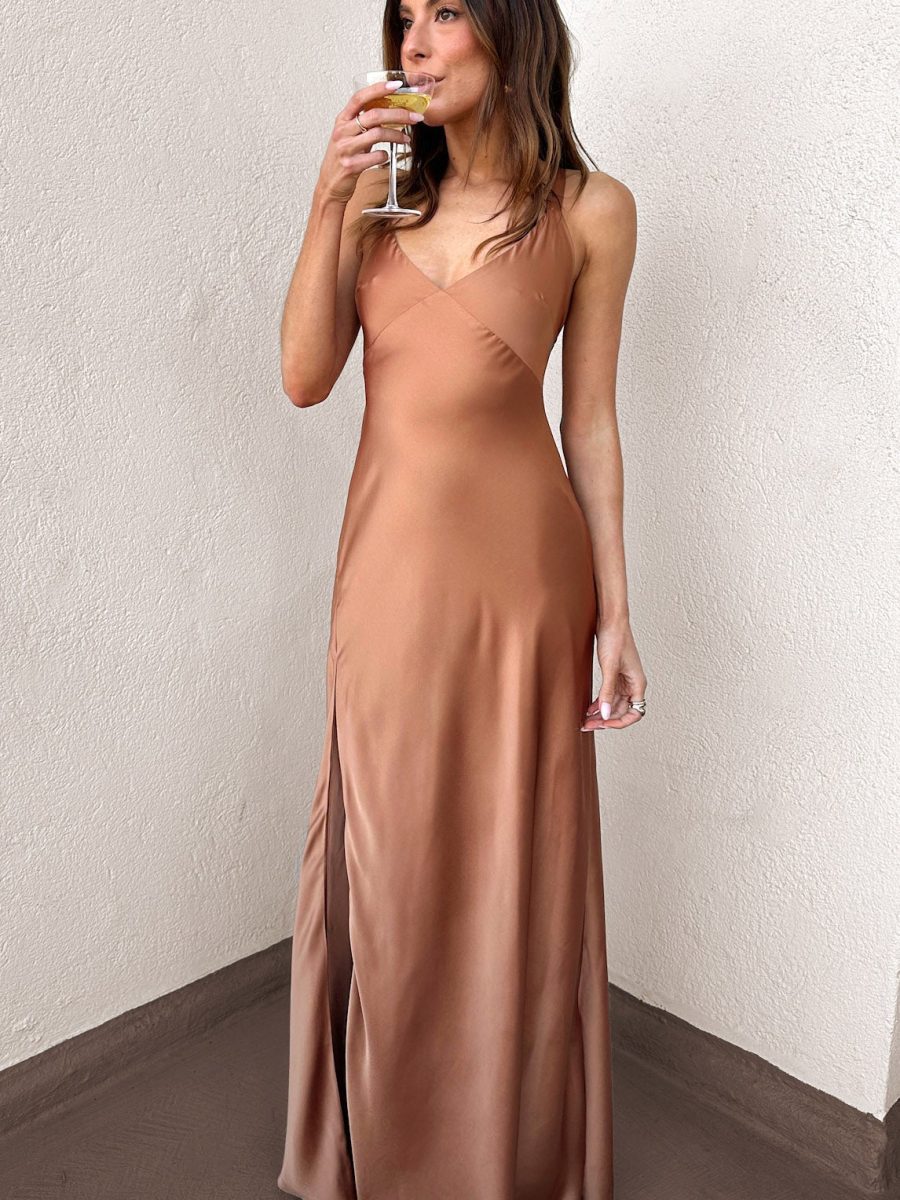 Anderson Maxi Dress ~ Copper Luxe Satin