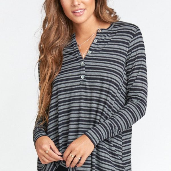 Shadow Stripe Rib Night & Grey