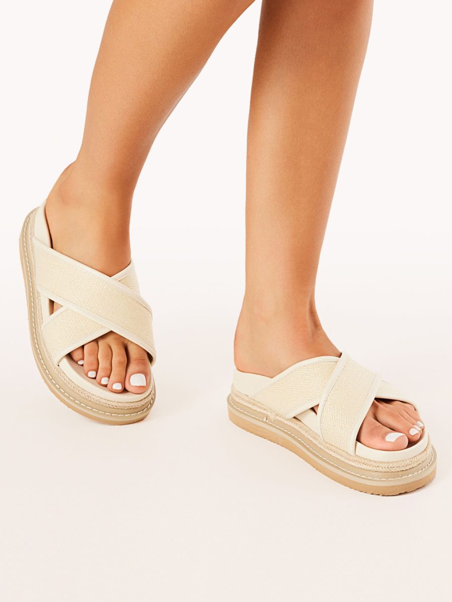 Billini Aysha Platform Sandal ~ Cream Raffia