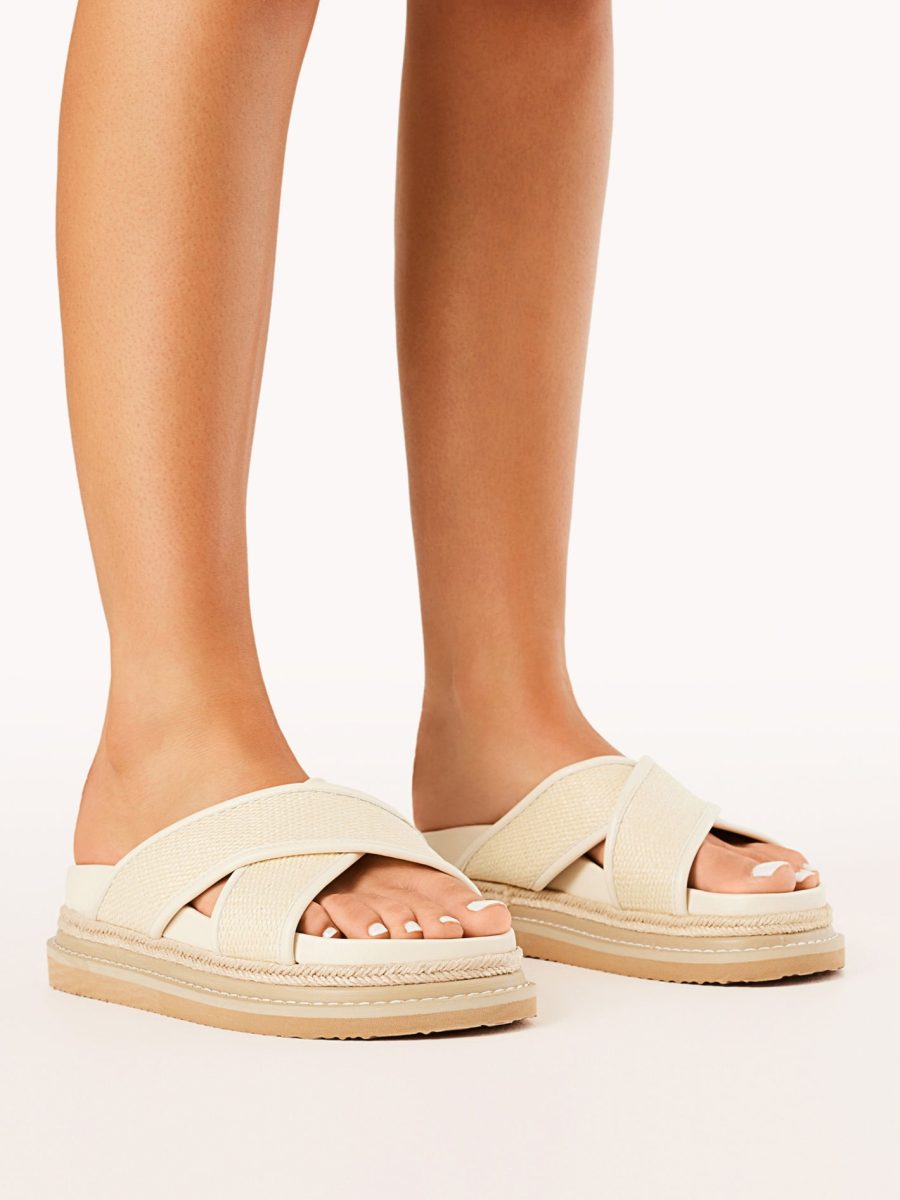 Billini Aysha Platform Sandal ~ Cream Raffia