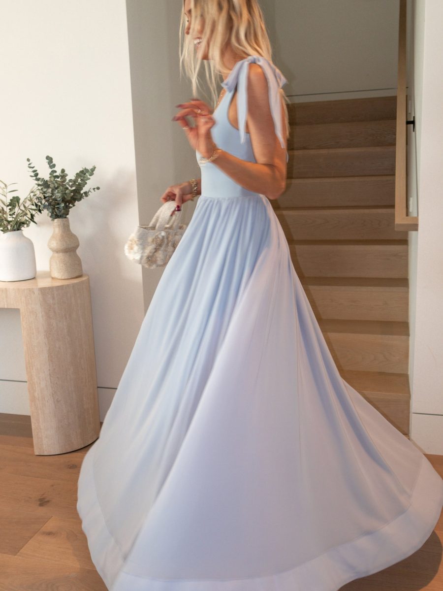 Harper Maxi Dress ~ Steel Blue Chiffon