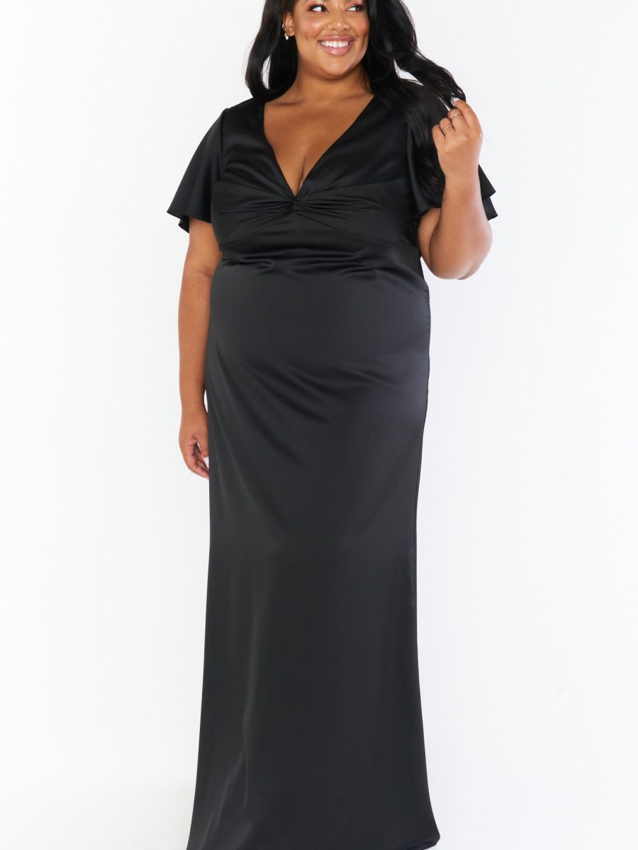 Rome Twist Gown ~ Black Luxe Satin