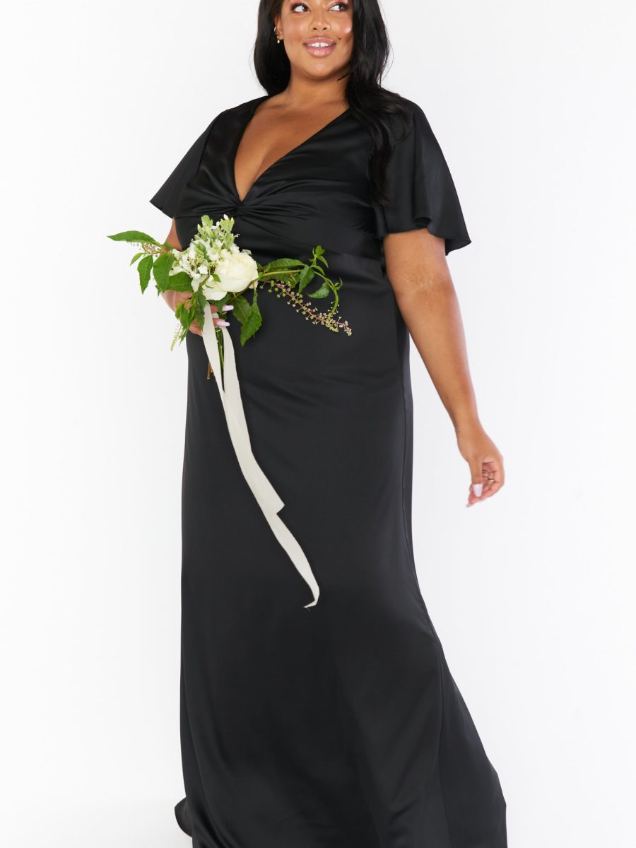 Rome Twist Gown ~ Black Luxe Satin
