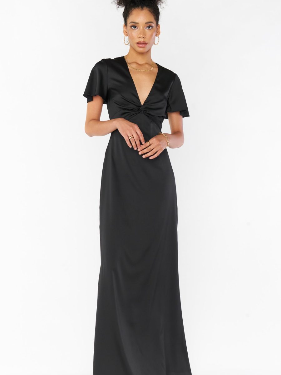 Rome Twist Gown ~ Black Luxe Satin