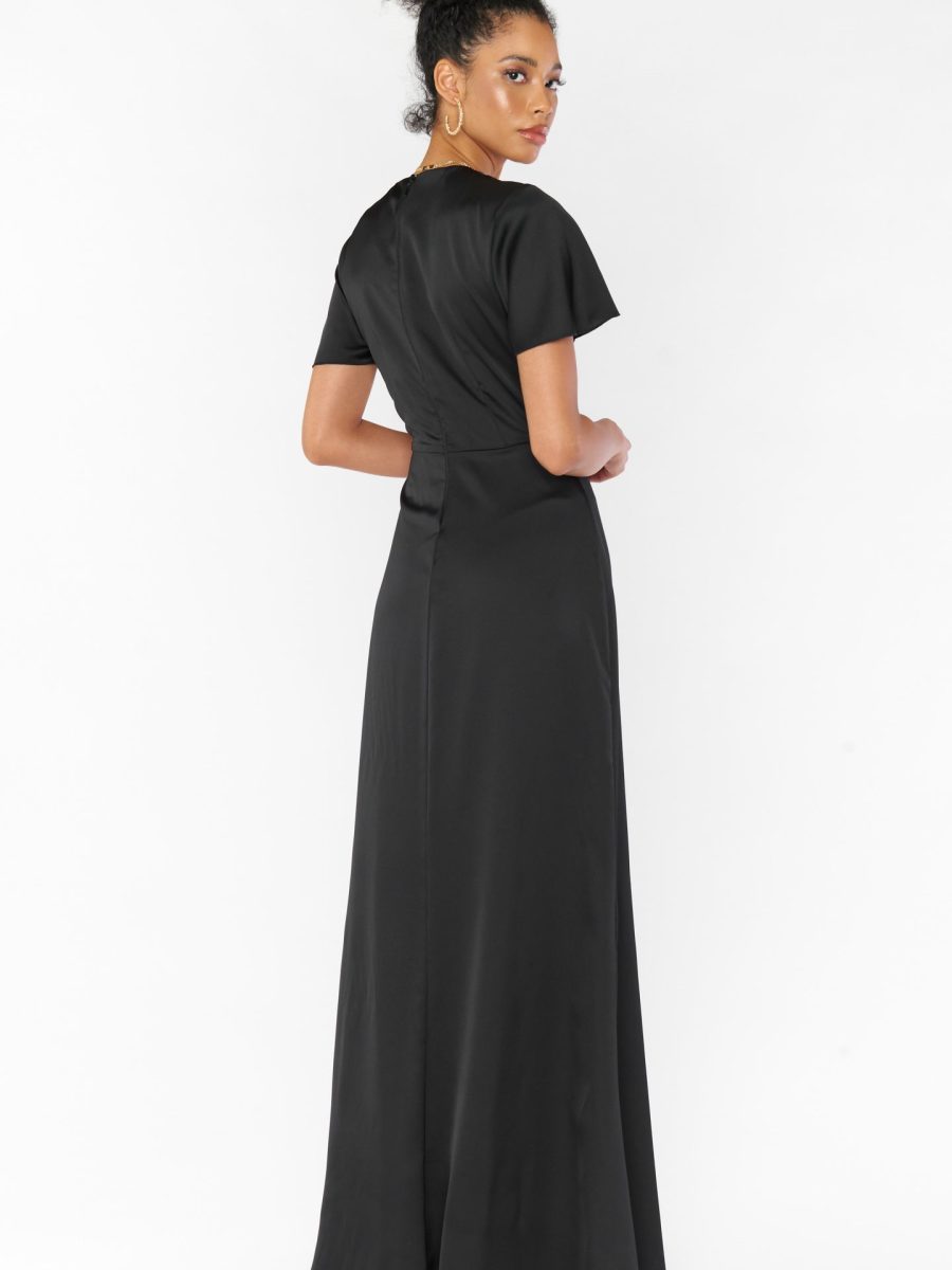 Rome Twist Gown ~ Black Luxe Satin