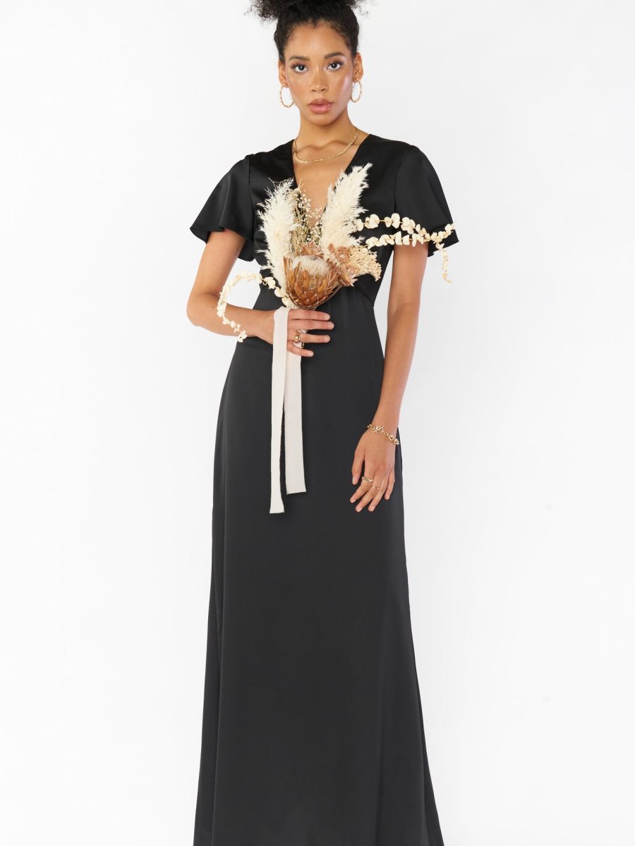 Rome Twist Gown ~ Black Luxe Satin