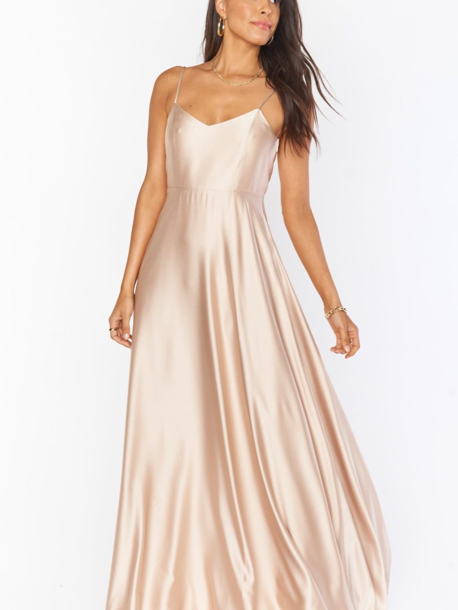 Faith Maxi Dress ~ Champagne Luxe Satin