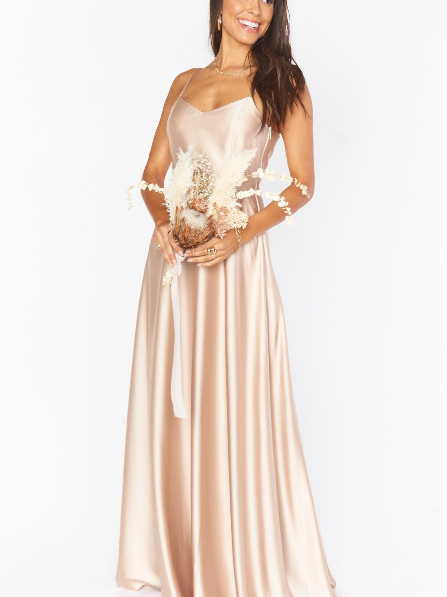 Faith Maxi Dress ~ Champagne Luxe Satin