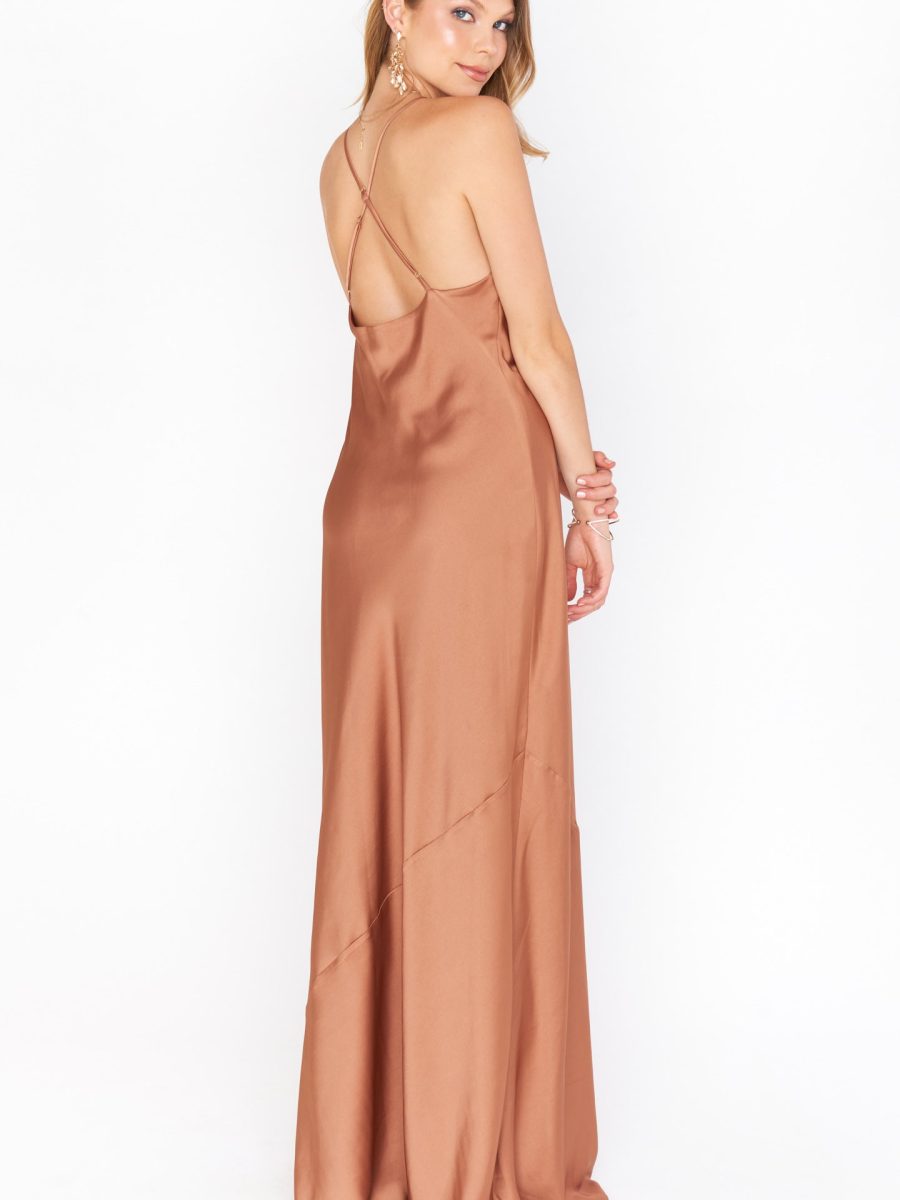 Tuscany Maxi Slip Dress ~ Copper Luxe Satin