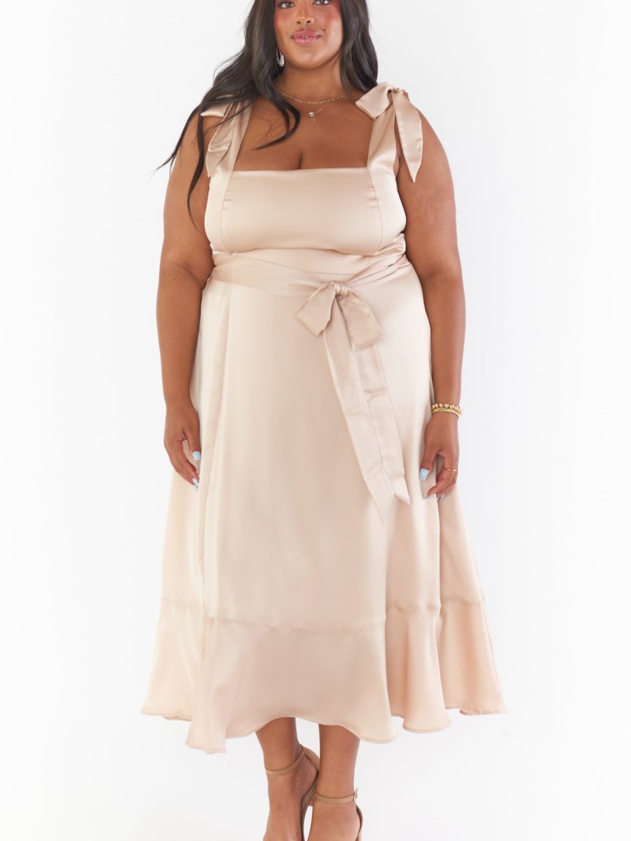 Claire Midi Dress ~ Champagne Luxe Satin