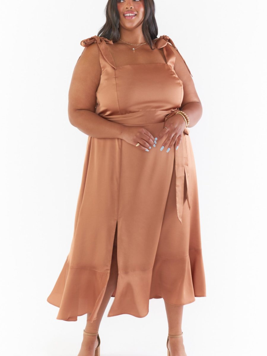 Claire Midi Dress ~ Copper Luxe Satin