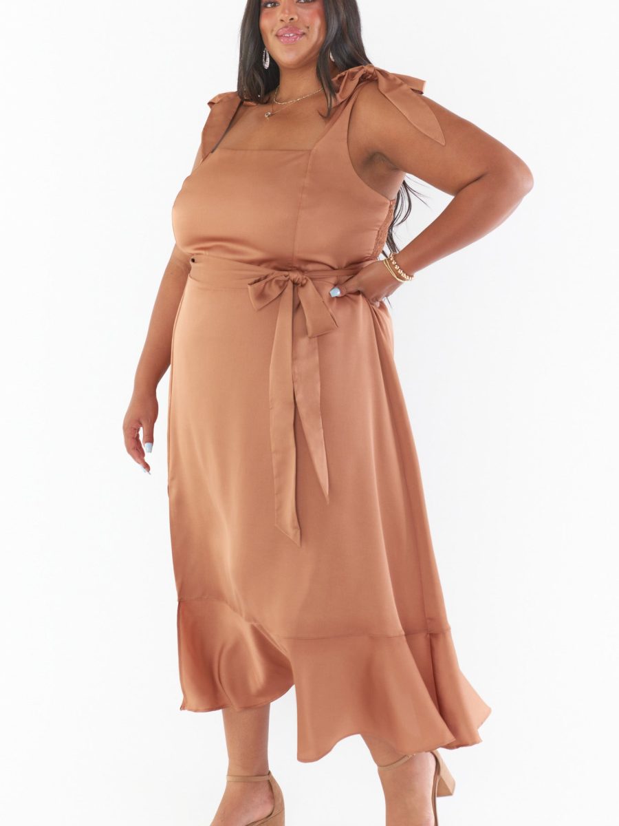 Claire Midi Dress ~ Copper Luxe Satin